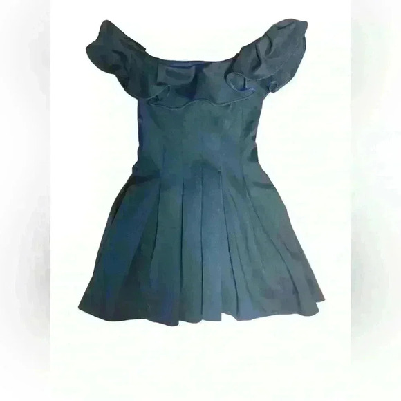 Halston Fit and Flare Pleated Dress Size 2 Navy Special Occasion Semi Formal - Picture 7 of 15